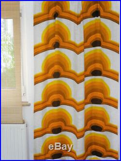 Vintage fabric curtains drapes orange brown retro Mid-Century Panton 60's 70's