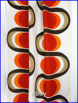 Vintage fabric curtains drapes red orange Mid Century Pop Op Art retro 60's 70's