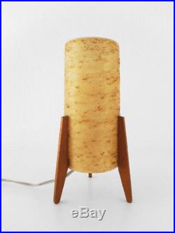 Vintage lamp light Rocket Tripod teak wood fiberglass Mid-Century retro 60s 70s