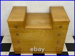 Vintage mid century oak finish five drawer dressing chest of drawers Delivery