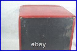 Vintage mid century retro red leather lift top hassock/stool 13x13x13 original