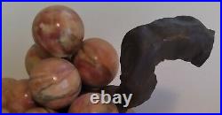 Vintage old Alabaster Marble Stone Cluster Of Grapes on Vine MCM Large RARE 13