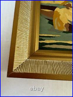 Vintage rare MCM pair of paint by numbers framed pictures Tropic Islands couple