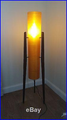 Vintage retro 1960s Spun Fibreglass Tripod Rocket Lamp Orange