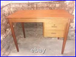 Vintage retro Danish Mid Century Teak wooden office work desk 60s 70s drawers