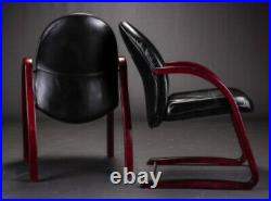 Vintage retro Danish Mid Century armchair black leather bentwood lounge chair