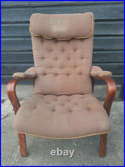 Vintage retro Danish brown bentwood mid century armchair lounge chair
