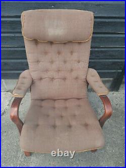 Vintage retro Danish brown bentwood mid century armchair lounge chair