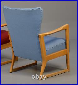 Vintage retro Danish mid century armchair lounge chair blue Søren Hansen 1940s
