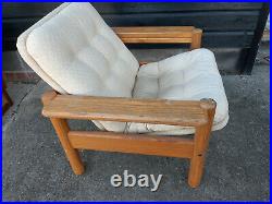 Vintage retro Danish wooden mid century armchair lounge chair pine wooden furbo