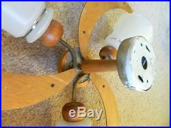 Vintage/retro MID Century Teak Ceiling 3 Arm Light Fitting Eames Era Fab Style