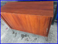 Vintage retro Mid Century Danish rosewood sideboard TV cabinet hairpin tambour 1