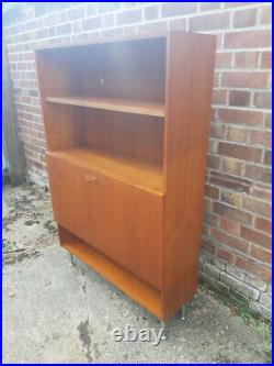 Vintage retro Mid Century teak wood 60s 70s Danish book case cabinet cupboard