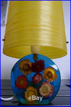 Vintage retro lucite resin lamp with spun fibreglass shade Mid century 50's 60's