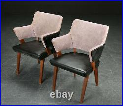 Vintage retro mid century Danish armchair 50s 60s black pink faux leather x 1