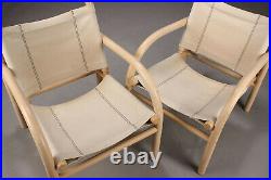 Vintage retro mid century Danish bentwood canvas beige armchair 70s 80s chair x1