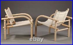 Vintage retro mid century Danish bentwood canvas beige armchair 70s 80s chair x1