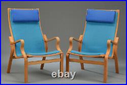 Vintage retro mid century bentwood Danish blue wool armchair lounge chair x 1