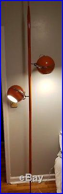 Vintage retro mid century orange tension pole lamp