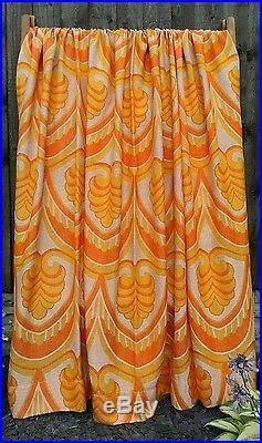 Vintage retro mid century pair of curtains 50's 60's 70's fabric crafts