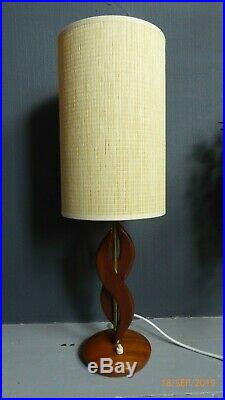 Vintage retro mid century teak table lamp sculptured lamp Danish style