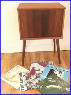Vintage retro mid century teak vinyl LP record cabinet/storage stunning original