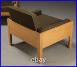 Vintage retro wood oak frame Danish 60s 70s mid century armchair sofa couch x1