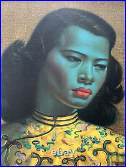 Vladimir Tretchikoff'The Chinese Girl' Framed Print. MCM. Green Lady. Vintage