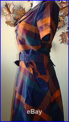 Voodoo Vixen Samantha Mid Century Vintage Flare Warm Plaid Pockets Dress S-XXL