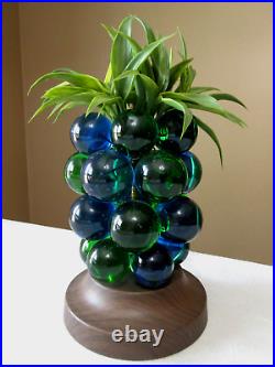 Vtg 1960's MCM Tiki Lucite Grape Cluster Pineapple Green & Blue Table Lamp-Nice