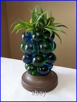 Vtg 1960's MCM Tiki Lucite Grape Cluster Pineapple Green & Blue Table Lamp-Nice