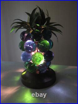 Vtg 1960's MCM Tiki Lucite Grape Cluster Pineapple Green & Blue Table Lamp-Nice