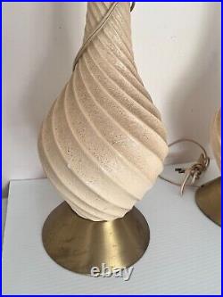 Vtg Cream Swirl MID Century Modern MCM Retro Quartite Creative Table Lamp Works