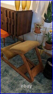 Vtg Danish Mid Century Modern Oak Ergonomic Kneeling Chair British Design Corp