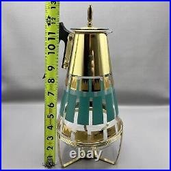 Vtg Fred Press Carafe Coffee Mid-Century Modern MCM With Warmer Corning Turquoise