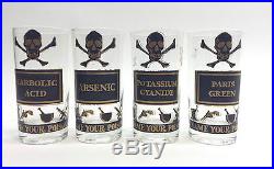 Vtg Georges Briard Name Your Poison Barware Glasses Set of 4 Highball Tumblers