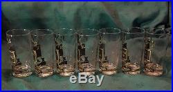 Vtg Georges Briard Name Your Poison Barware Glasses Set of 7 Highball Tumblers