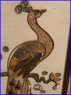 Vtg Gravel Art Picture Mosaic Pebble Bird Peacock Mid Century PQL-14 36