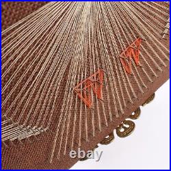 Vtg Handmade Psychedelic String Thread Brass Nail Art Work Owl 1970's 20x16
