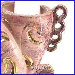 Vtg Hedi Schoop Calif Pottery Comedy Pink Tragedy Mask Light Lamp
