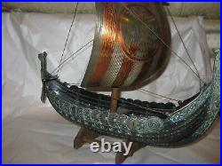 Vtg Iron Art Denmark Bronze Viking Dragon Ship Edward Aagaard Artist Mid Century