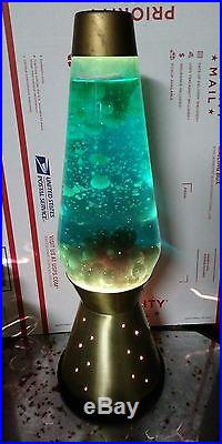 Vtg Lava Lamp Turquoise Aqua Lava Clear Liquid Portable Lmp Co. Mid Century Retro