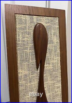 Vtg MCM Stylized 3D Bird Design Wooden Hanging Wall Art Mid Century Picture