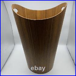 Vtg MCM Teak Wastebasket Bin Basket w Handles For Rainbow Sweden Martin Alberg