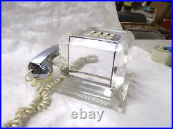 Vtg MCM Teleconcepts DYNASTY ICE Lucite Chrome Space Age Cube Phone