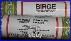 Vtg MCM Wallpaper Birge 5 Rolls (4 sealed) 60s 70s Turquoise Green 200+ Feet