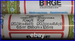 Vtg MCM Wallpaper Birge 5 Rolls (4 sealed) 60s 70s Turquoise Green 200+ Feet