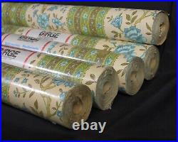 Vtg MCM Wallpaper Birge 5 Rolls (4 sealed) 60s 70s Turquoise Green 200+ Feet