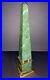 Vtg Mid Century 60s Art Deco Style Hollywood Regency Green Marble Brass Obelisk