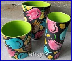 Vtg Mid Century Alvino Bagni Pop Op Art Pottery Bitossi Raymor Era Vase Lot 3